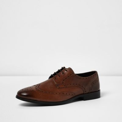 Brown leather formal brogues